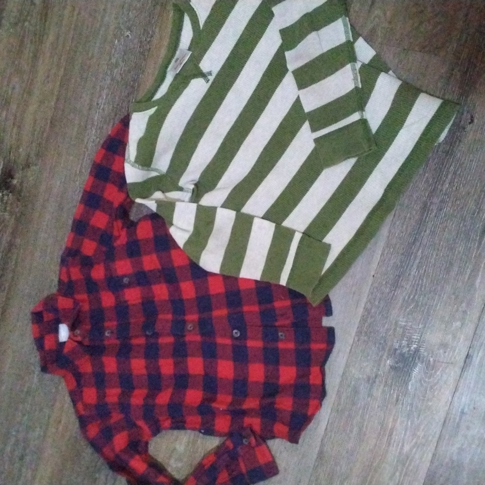 EUC: HANNA ANDERSSON, (2) PC. BOYS LONG SLEEVE FLANNEL & THERMAL BUNDLE.